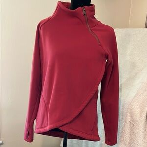 FINAL PRICE DROP! Athleta Small Cozy Karma Asym Crimson Red pullover excellent